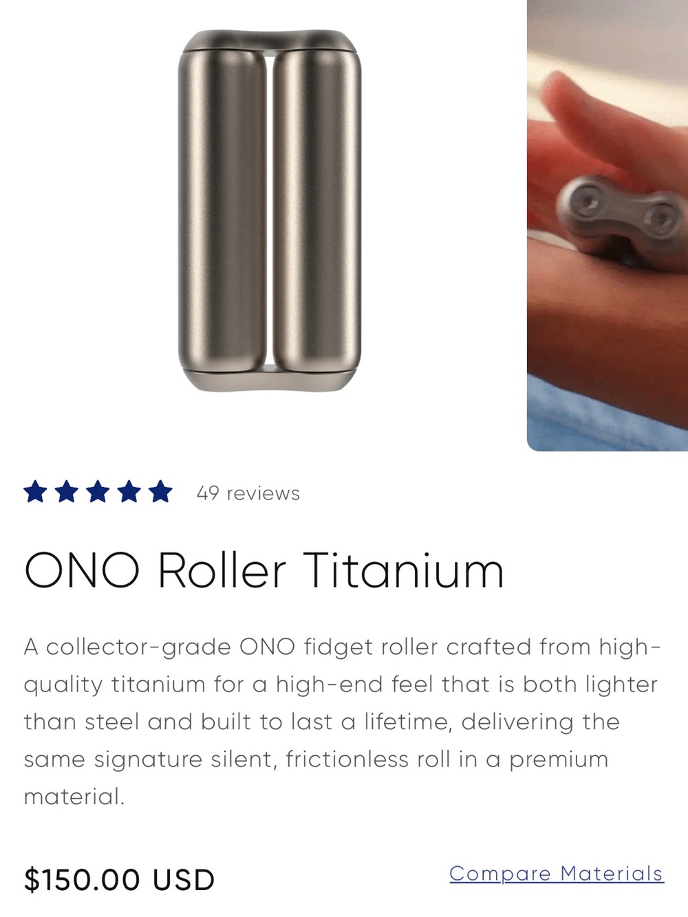 NWT ONO fidget roller titanium